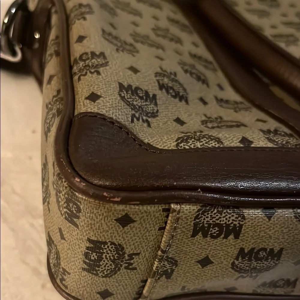 MCM Brown Leather Trim Monogram Briefcase